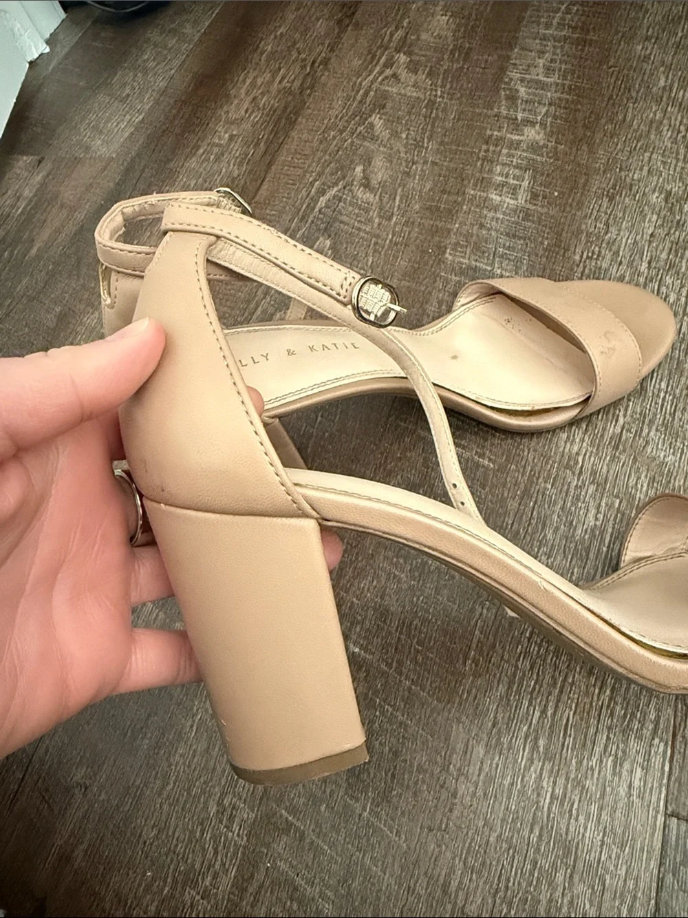 Kelly & Katie Blush Nude Ankle-Strap Block Heels